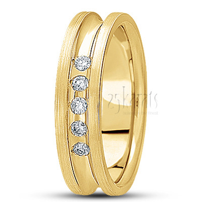 Satin Edge Diamond Wedding Band  - view 3
