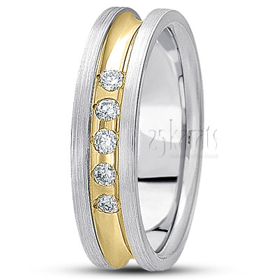 Satin Edge Diamond Wedding Band  - main view