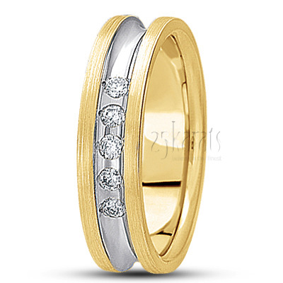 Satin Edge Diamond Wedding Band  - view 4