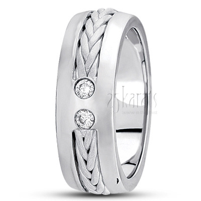 Hand Braided Diamond Wedding Ring  - view 2