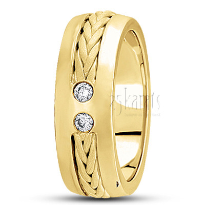 Hand Braided Diamond Wedding Ring  - view 3