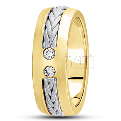 Hand Braided Diamond Wedding Ring  - view 4