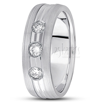 Three Stone Diamond Wedding Band  - view 2