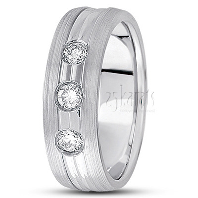 Three Stone Diamond Wedding Band  - view 2 thumbnail
