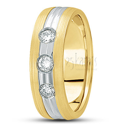Three Stone Diamond Wedding Band 