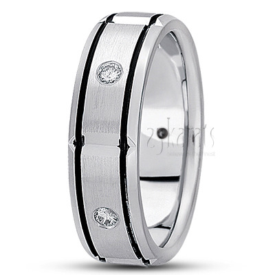 Carved Design Diamond Wedding Ring  - view 2