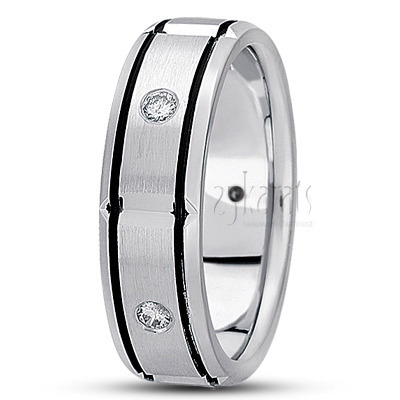 Carved Design Diamond Wedding Ring  - view 2 thumbnail