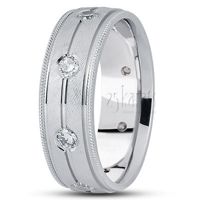 Milgrain Edge Diamond Wedding Ring  - view 2 thumbnail