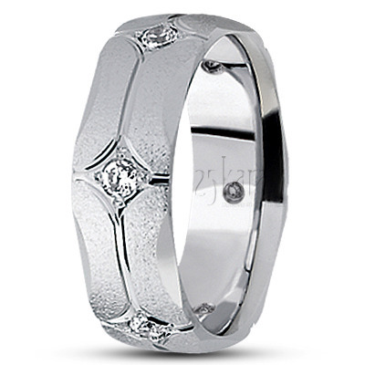 Grooved Diamond Wedding Band  - main view thumbnail