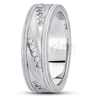 Diagonal Cut Diamond Wedding Ring  - view 2 thumbnail