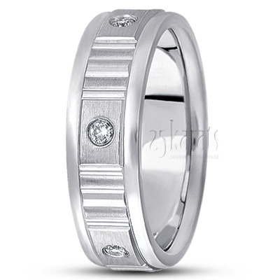 Classic Burnish-set Diamond Wedding Band  - view 2