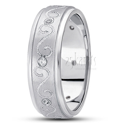 Rope Motif Diamond Wedding Band  - view 2 thumbnail
