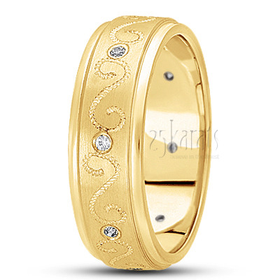 Rope Motif Diamond Wedding Band  - view 3