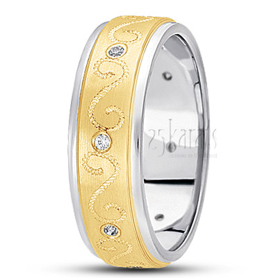 Rope Motif Diamond Wedding Band  - main view