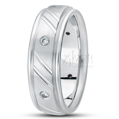 Traditional Satin Diamond Wedding Band - view 2