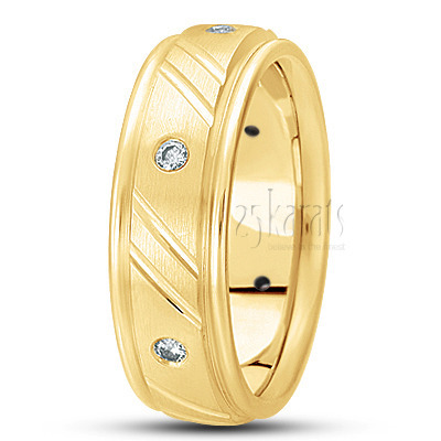 Traditional Satin Diamond Wedding Band - view 3 thumbnail