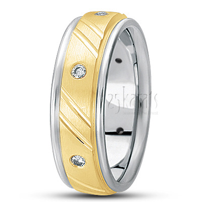 Traditional Satin Diamond Wedding Band - main view