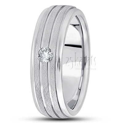 Incised Diamond Wedding Ring - main view