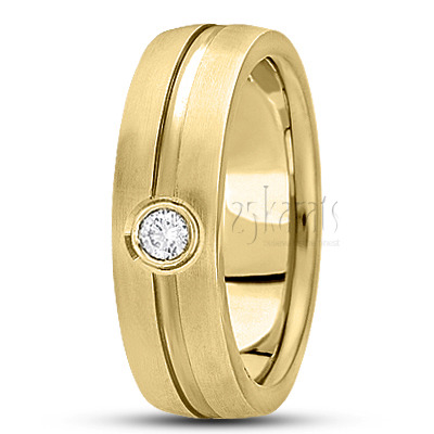 Grooved Center Diamond Wedding Band - view 3