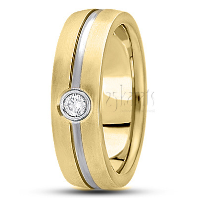 Grooved Center Diamond Wedding Band - main view