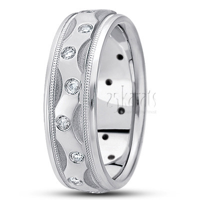 Zig-Zag Motif Diamond Wedding Band - view 2 thumbnail