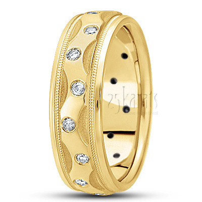 Zig-Zag Motif Diamond Wedding Band - view 3