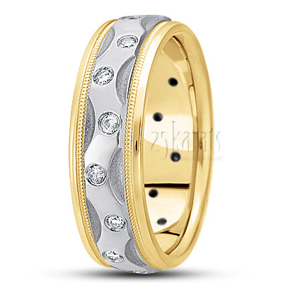 Zig-Zag Motif Diamond Wedding Band - main view