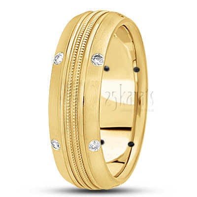 Double-Milgrain Diamond Wedding Band - main view