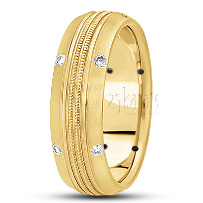 Double-Milgrain Diamond Wedding Band - main view thumbnail