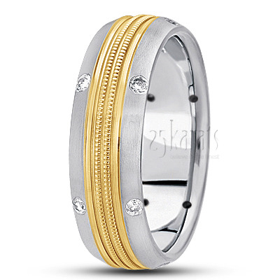 Double-Milgrain Diamond Wedding Band - view 3