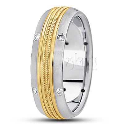Double-Milgrain Diamond Wedding Band - view 3 thumbnail