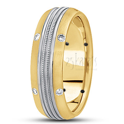 Double-Milgrain Diamond Wedding Band - view 4