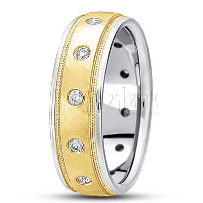 Diagonal Cut Diamond Wedding Band - main view