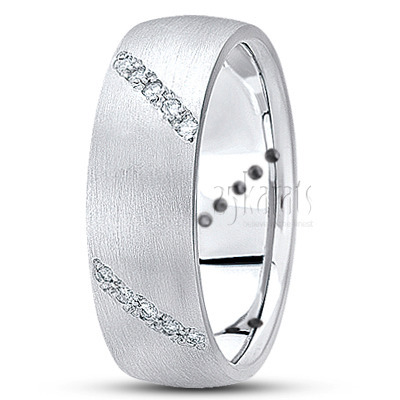 Diagonal Pave-set Diamond Wedding Ring - view 2 thumbnail