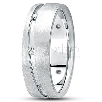 Diagonal Channel Diamond Wedding Ring - view 2