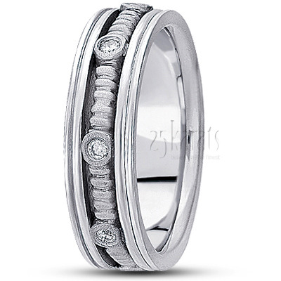 Carved Design Diamond Wedding Band - view 2