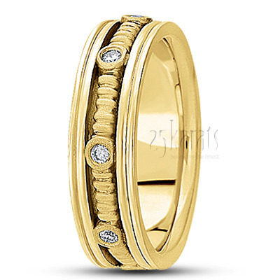 Carved Design Diamond Wedding Band - view 3 thumbnail