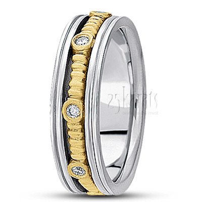 Carved Design Diamond Wedding Band