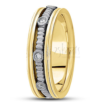 Carved Design Diamond Wedding Band - view 4 thumbnail