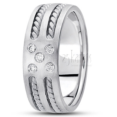 Rope Design Diamond Wedding Band - view 2 thumbnail