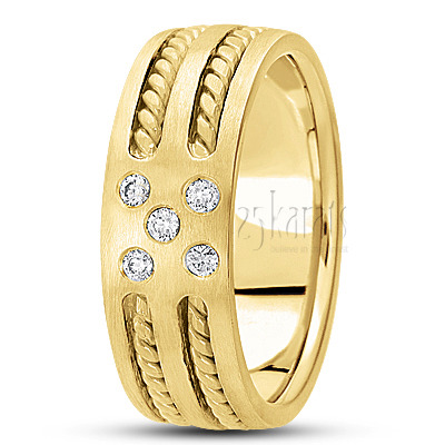 Rope Design Diamond Wedding Band - view 3