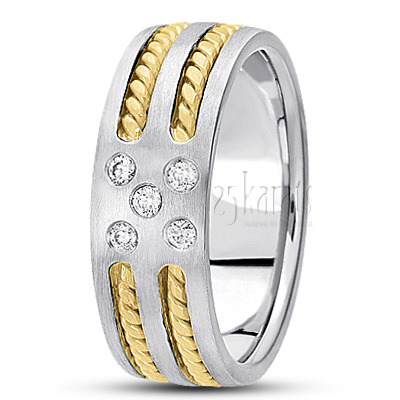 Rope Design Diamond Wedding Band - main view