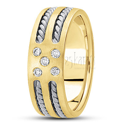 Rope Design Diamond Wedding Band - view 4 thumbnail