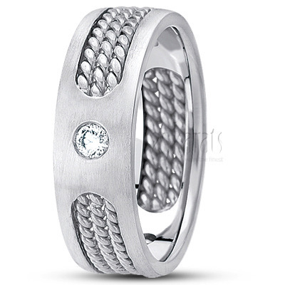 Tripple Rope Diamond Wedding Band - view 2 thumbnail