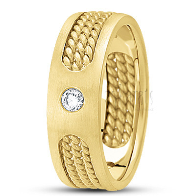 Tripple Rope Diamond Wedding Band - view 3 thumbnail