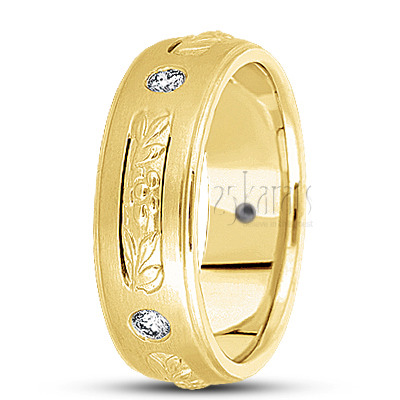 Floral Carved Diamond Wedding Band - view 3