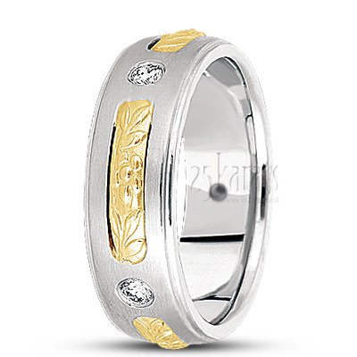 Floral Carved Diamond Wedding Band - main view thumbnail