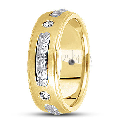 Floral Carved Diamond Wedding Band - view 4 thumbnail