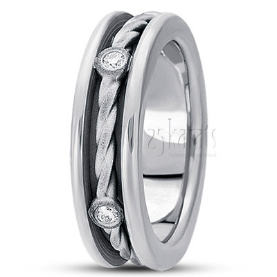 Rope Design Diamond Wedding Ring - view 2 thumbnail