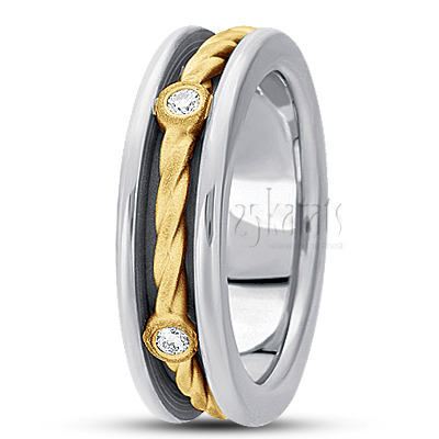 Rope Design Diamond Wedding Ring - main view
